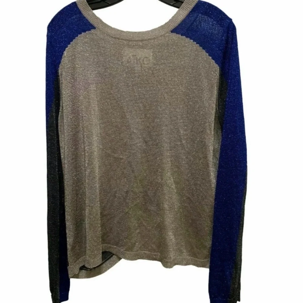 AIKO Colorblock Metallic Glitter Draped Top XS